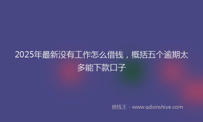 2025年最新没有工作怎么借钱，概括五个逾期太多能下款口子