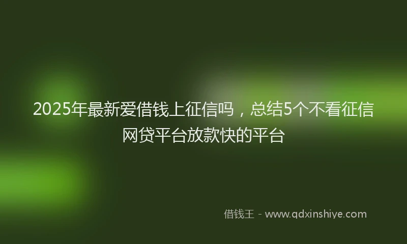 2025年最新爱借钱上征信吗，总结5个不看征信网贷平台放款快的平台