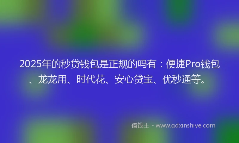 2025年的秒贷钱包是正规的吗有：便捷Pro钱包、龙龙用、时代花、安心贷宝、优秒通等。
