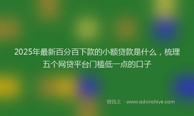 2025年最新百分百下款的小额贷款是什么，梳理五个网贷平台门槛低一点的口子