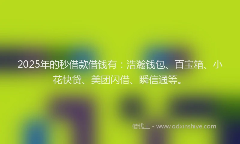2025年的秒借款借钱有：浩瀚钱包、百宝箱、小花快贷、美团闪借、瞬信通等。