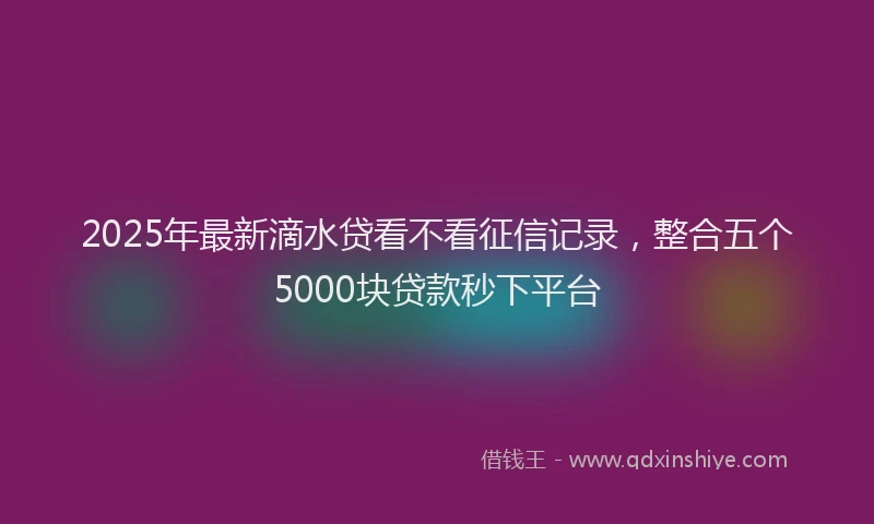 2025年最新滴水贷看不看征信记录，整合五个5000块贷款秒下平台