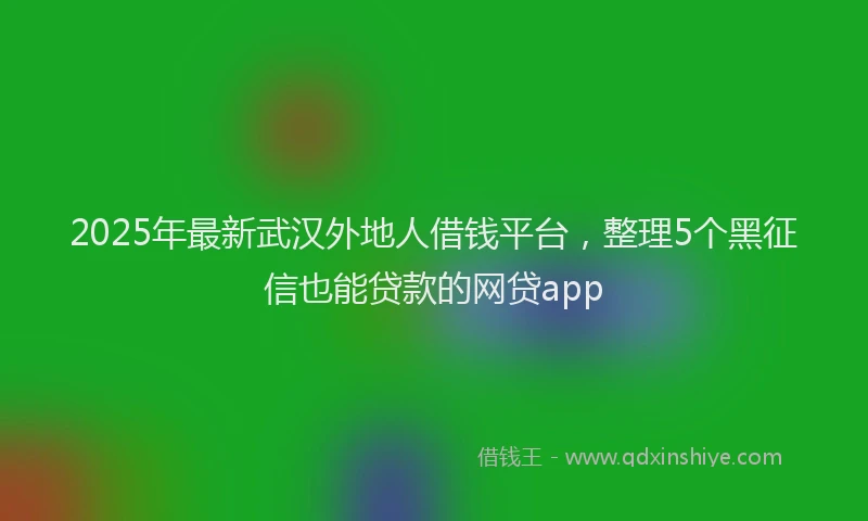 2025年最新武汉外地人借钱平台，整理5个黑征信也能贷款的网贷app