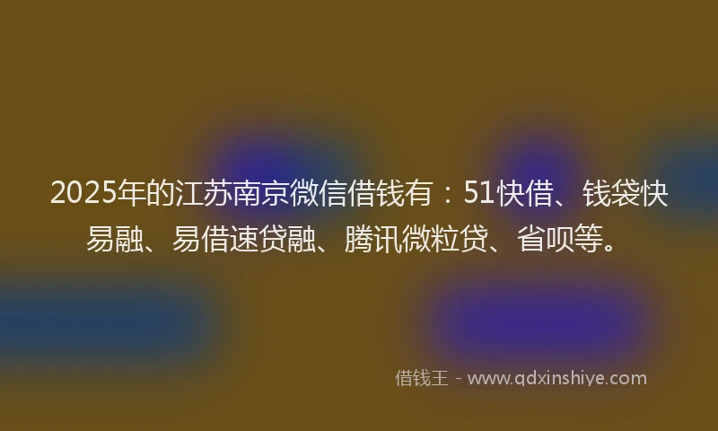 2025年的江苏南京微信借钱有：51快借、钱袋快易融、易借速贷融、腾讯微粒贷、省呗等。