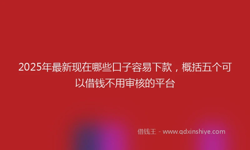 2025年最新现在哪些口子容易下款，概括五个可以借钱不用审核的平台
