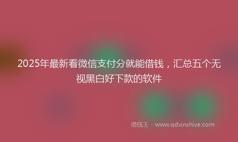 2025年最新看微信支付分就能借钱，汇总五个无视黑白好下款的软件