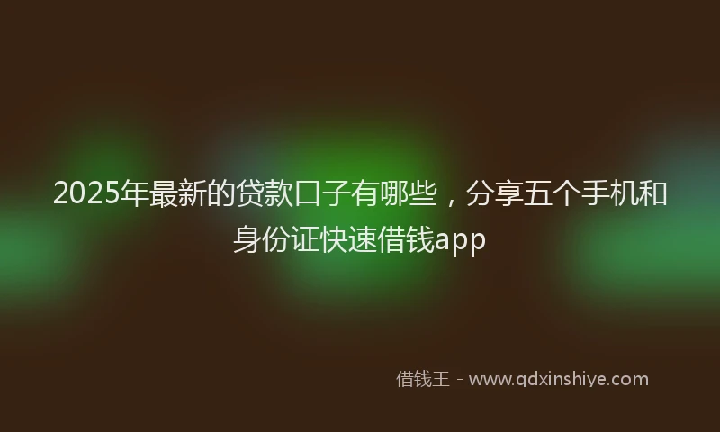 2025年最新的贷款口子有哪些，分享五个手机和身份证快速借钱app
