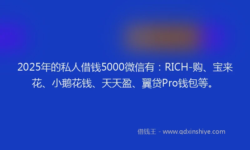 2025年的私人借钱5000微信有：RICH-购、宝来花、小鹅花钱、天天盈、翼贷Pro钱包等。