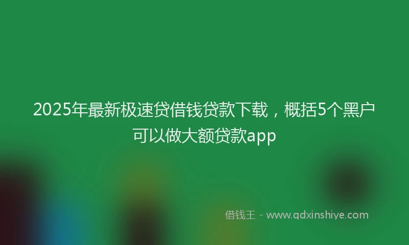 2025年最新极速贷借钱贷款下载，概括5个黑户可以做大额贷款app