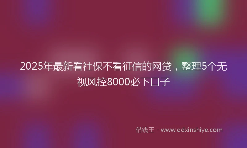 2025年最新看社保不看征信的网贷，整理5个无视风控8000必下口子