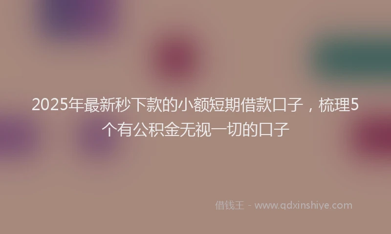 2025年最新秒下款的小额短期借款口子，梳理5个有公积金无视一切的口子