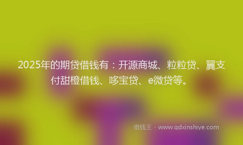 2025年的期贷借钱有：开源商城、粒粒贷、翼支付甜橙借钱、哆宝贷、e微贷等。