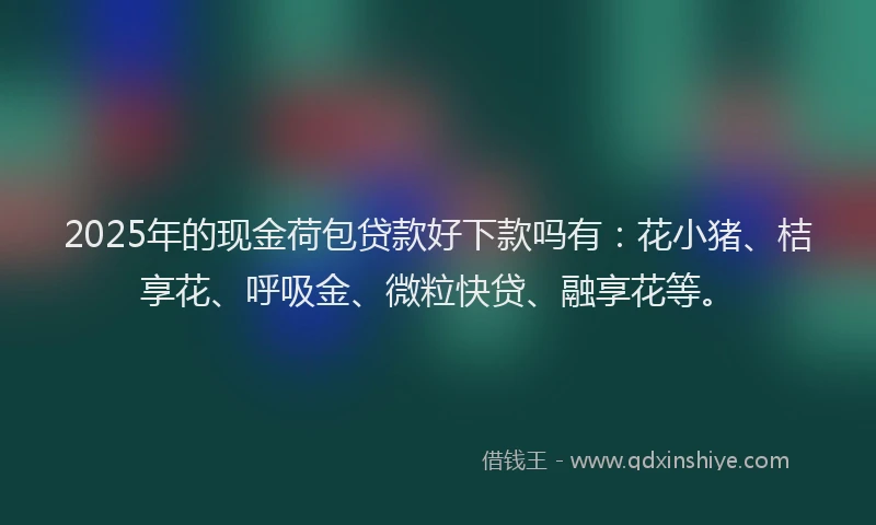 2025年的现金荷包贷款好下款吗有：花小猪、桔享花、呼吸金、微粒快贷、融享花等。