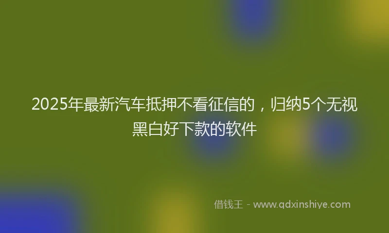 2025年最新汽车抵押不看征信的，归纳5个无视黑白好下款的软件