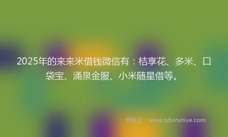 2025年的来来米借钱微信有：桔享花、多米、口袋宝、涌泉金服、小米随星借等。