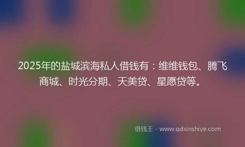 2025年的盐城滨海私人借钱有：维维钱包、腾飞商城、时光分期、天美贷、星愿贷等。