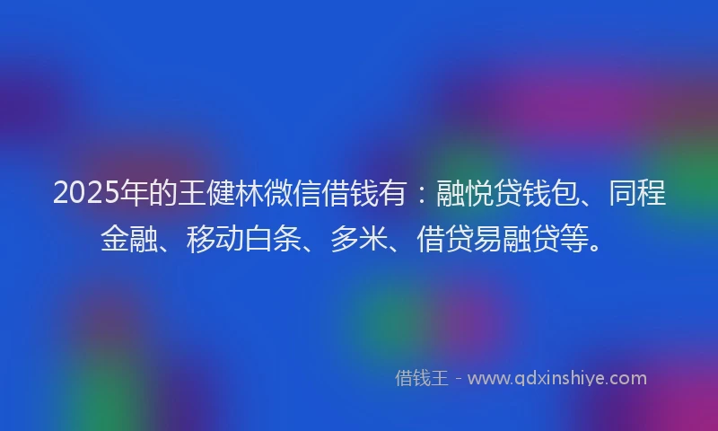 2025年的王健林微信借钱有：融悦贷钱包、同程金融、移动白条、多米、借贷易融贷等。