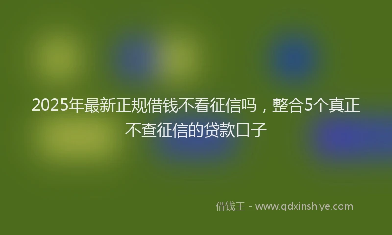 2025年最新正规借钱不看征信吗，整合5个真正不查征信的贷款口子