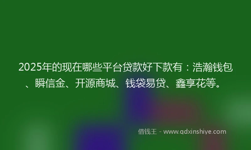 2025年的现在哪些平台贷款好下款有：浩瀚钱包、瞬信金、开源商城、钱袋易贷、鑫享花等。
