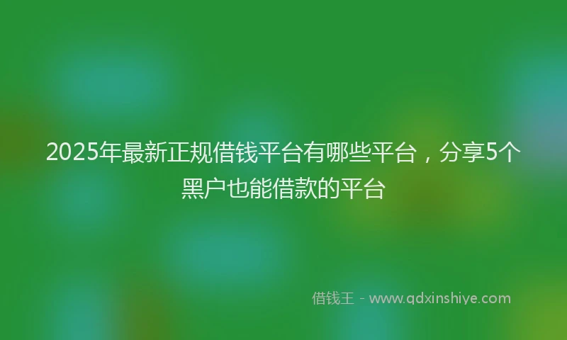 2025年最新正规借钱平台有哪些平台，分享5个黑户也能借款的平台