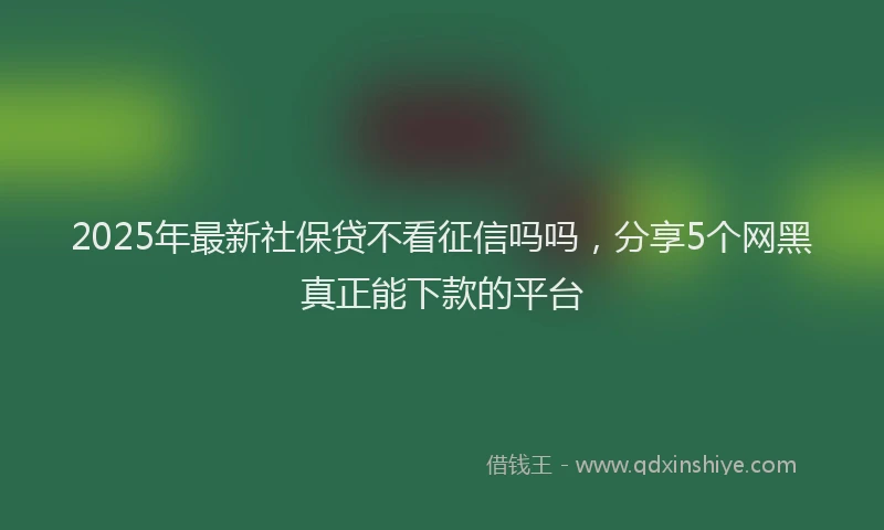 2025年最新社保贷不看征信吗吗，分享5个网黑真正能下款的平台