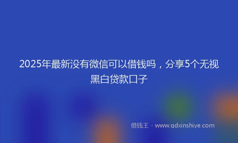 2025年最新没有微信可以借钱吗，分享5个无视黑白贷款口子