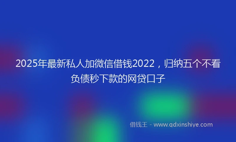 2025年最新私人加微信借钱2022，归纳五个不看负债秒下款的网贷口子