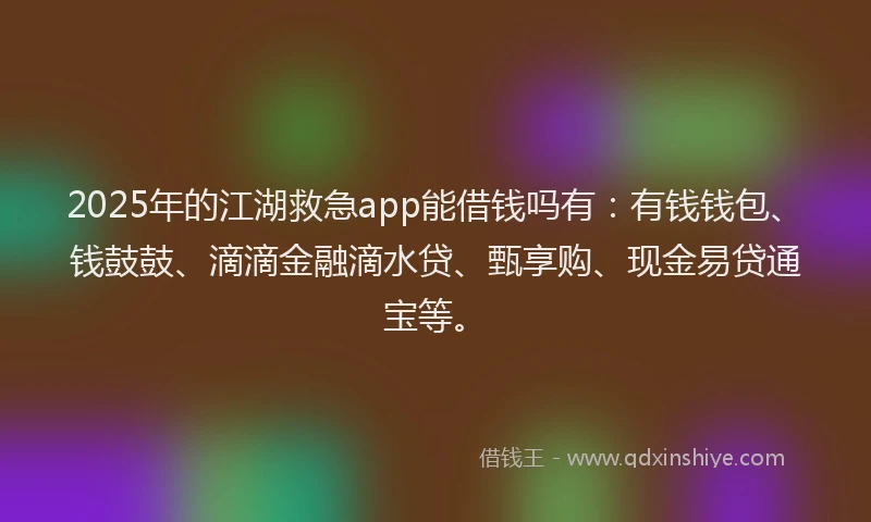 2025年的江湖救急app能借钱吗有：有钱钱包、钱鼓鼓、滴滴金融滴水贷、甄享购、现金易贷通宝等。
