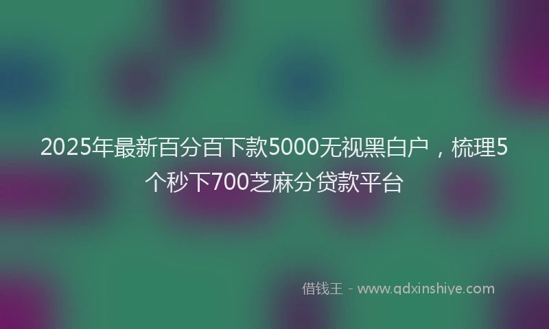 2025年最新百分百下款5000无视黑白户，梳理5个秒下700芝麻分贷款平台