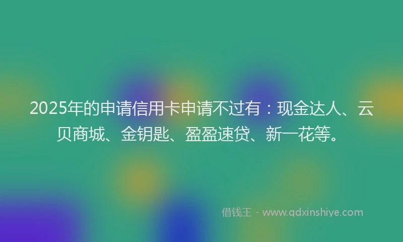2025年的申请信用卡申请不过有：现金达人、云贝商城、金钥匙、盈盈速贷、新一花等。