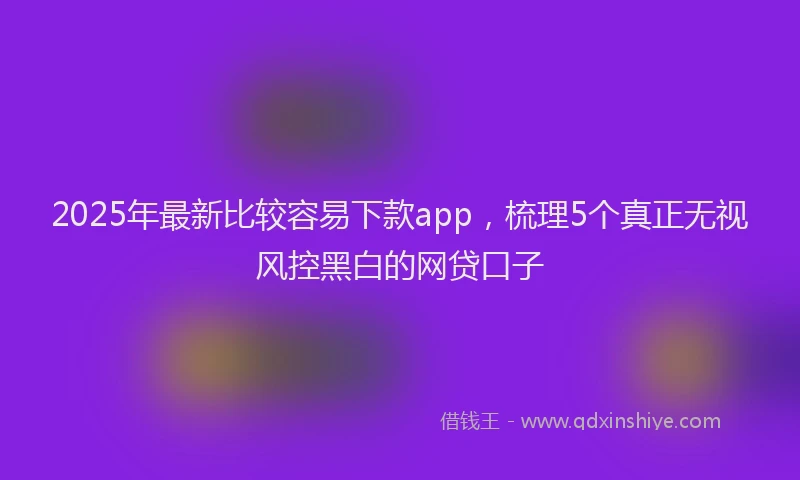 2025年最新比较容易下款app，梳理5个真正无视风控黑白的网贷口子