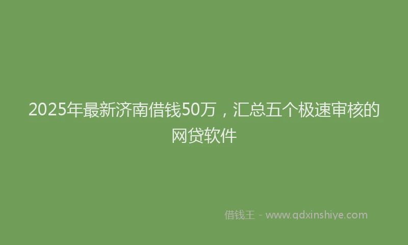 2025年最新济南借钱50万，汇总五个极速审核的网贷软件
