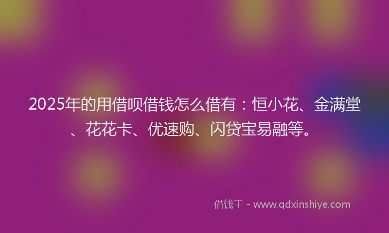 2025年的用借呗借钱怎么借有：恒小花、金满堂、花花卡、优速购、闪贷宝易融等。