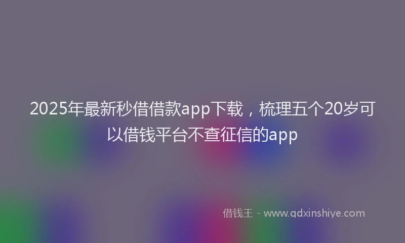 2025年最新秒借借款app下载，梳理五个20岁可以借钱平台不查征信的app