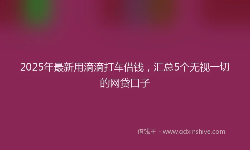 2025年最新用滴滴打车借钱，汇总5个无视一切的网贷口子