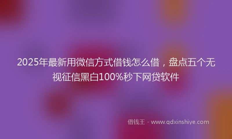 2025年最新用微信方式借钱怎么借，盘点五个无视征信黑白100%秒下网贷软件