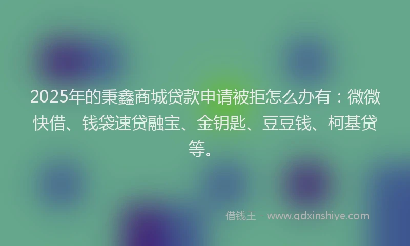 2025年的秉鑫商城贷款申请被拒怎么办有：微微快借、钱袋速贷融宝、金钥匙、豆豆钱、柯基贷等。