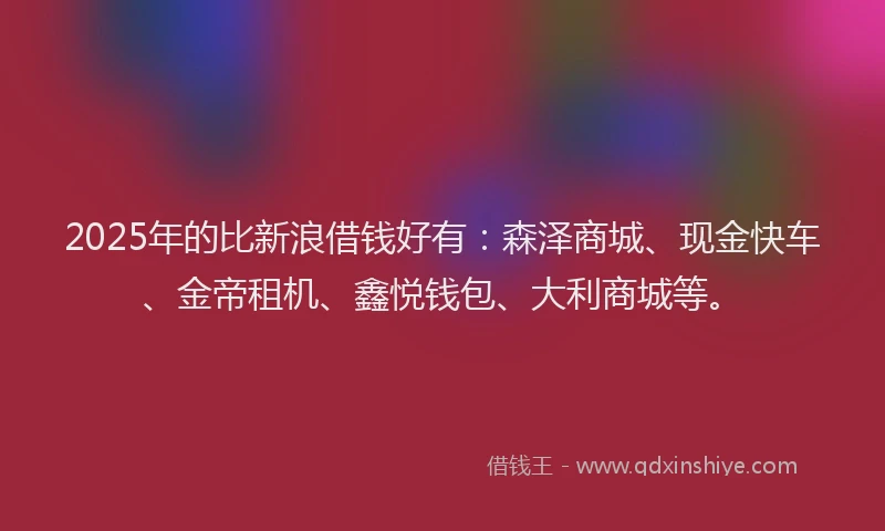 2025年的比新浪借钱好有：森泽商城、现金快车、金帝租机、鑫悦钱包、大利商城等。