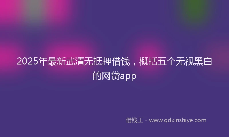 2025年最新武清无抵押借钱，概括五个无视黑白的网贷app