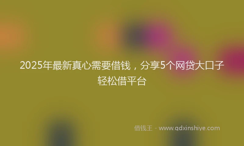 2025年最新真心需要借钱，分享5个网贷大口子轻松借平台