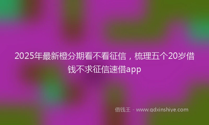 2025年最新橙分期看不看征信，梳理五个20岁借钱不求征信速借app