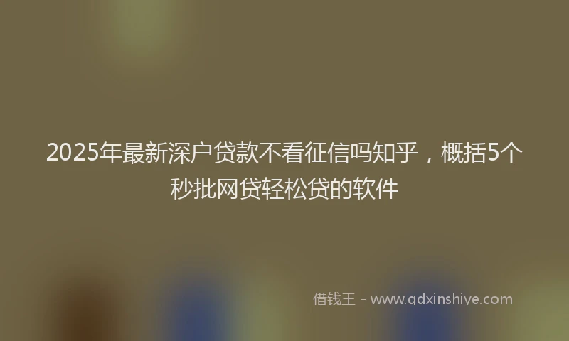 2025年最新深户贷款不看征信吗知乎，概括5个秒批网贷轻松贷的软件