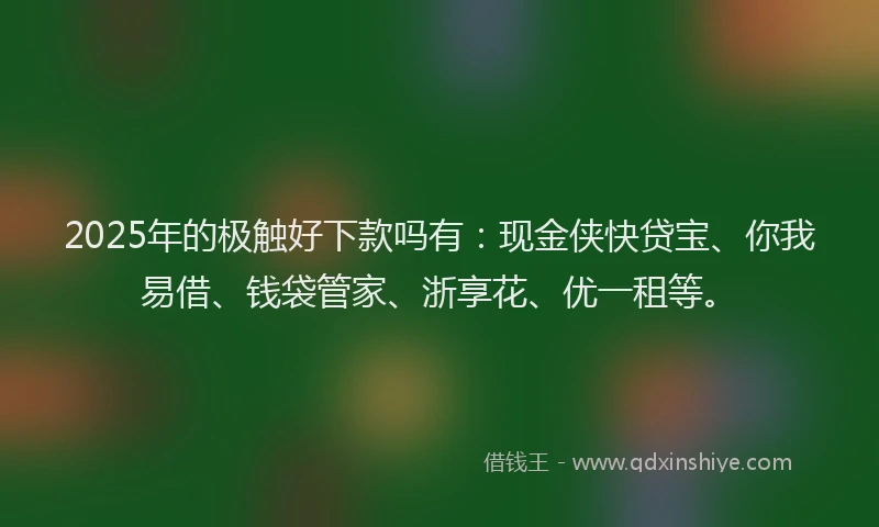 2025年的极触好下款吗有：现金侠快贷宝、你我易借、钱袋管家、浙享花、优一租等。