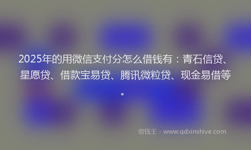 2025年的用微信支付分怎么借钱有：青石信贷、星愿贷、借款宝易贷、腾讯微粒贷、现金易借等。