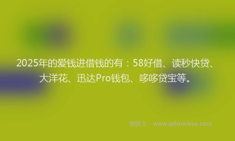 2025年的爱钱进借钱的有：58好借、读秒快贷、大洋花、迅达Pro钱包、哆哆贷宝等。
