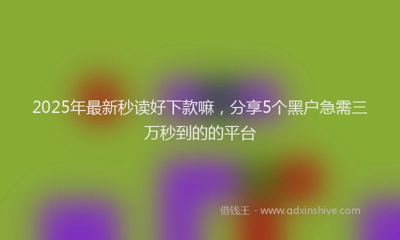 2025年最新秒读好下款嘛，分享5个黑户急需三万秒到的的平台