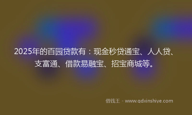 2025年的百园贷款有：现金秒贷通宝、人人贷、支富通、借款易融宝、招宝商城等。
