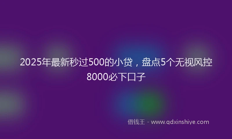 2025年最新秒过500的小贷，盘点5个无视风控8000必下口子