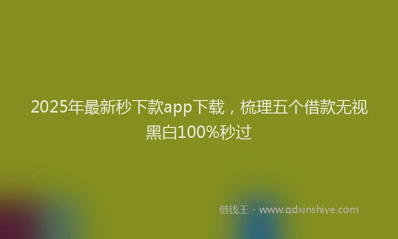 2025年最新秒下款app下载，梳理五个借款无视黑白100%秒过