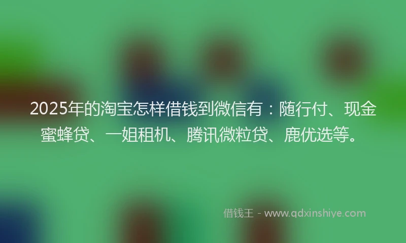 2025年的淘宝怎样借钱到微信有：随行付、现金蜜蜂贷、一姐租机、腾讯微粒贷、鹿优选等。